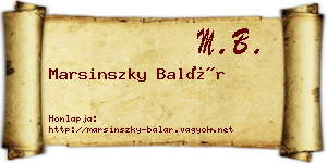 Marsinszky Balár névjegykártya